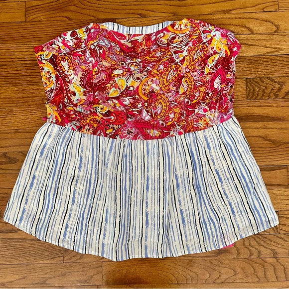 THML Blue Striped and Paisley Pink Tassel Sleeveless Blouse Top Women’s Small - Picture 6 of 6